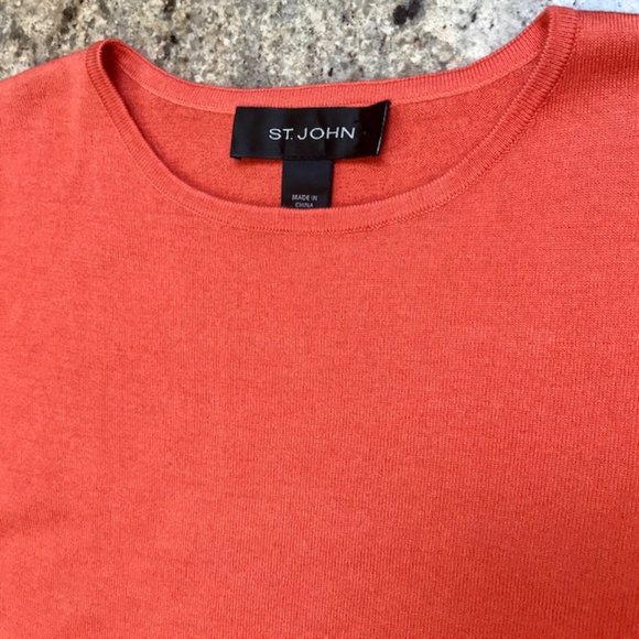 St. John Collection Coral Cashmere T-Shirt Sz S - Picture 2 of 6
